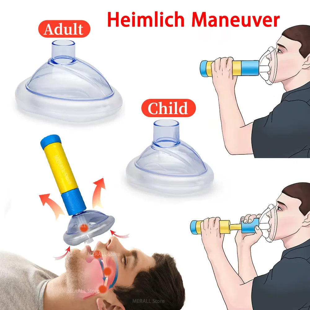 First Aid Kit Choking Respiratory anti Asphyxia Face Mask Artificial Emergency Adults & Children 2 Size Home CPR Rescue Device